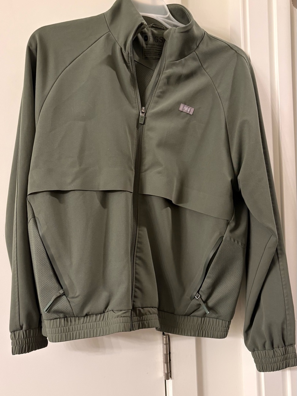 Figs Olive Green Bomber Jacket with Zip Front